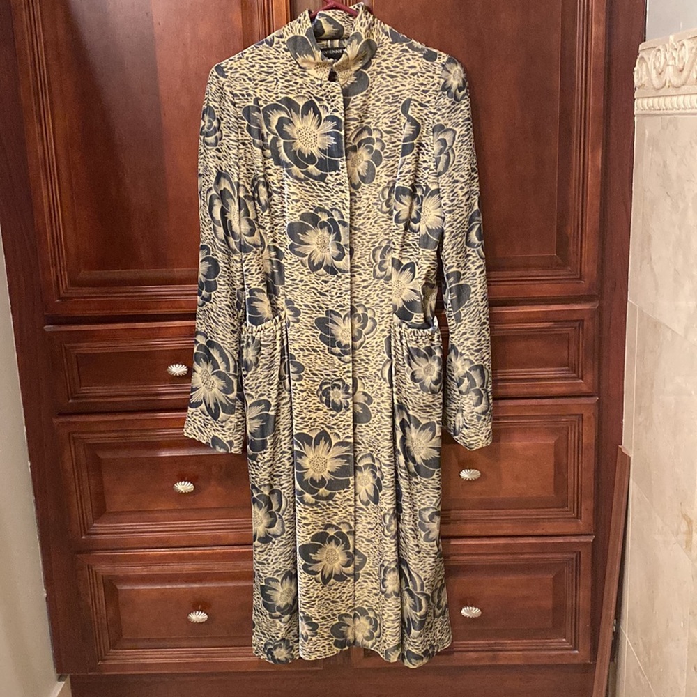 Vivienne Tam Vintage Lotus Flower Velvet Coat Dress - Picture 5 of 7